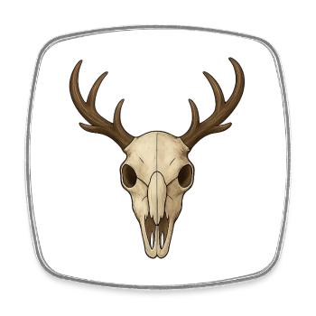 Crâne de cerf mystique style nature brute - Magnet carré - blanc - Devant