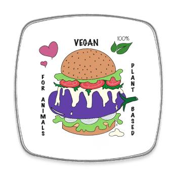 Veganer Burger - Viereckiger Kühlschrankmagnet - Weiß - Vorne