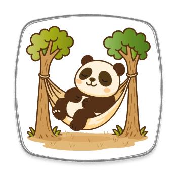 Panda in Hängematte – Entspanntes Tiermotiv - Viereckiger Kühlschrankmagnet - Weiß - Vorne