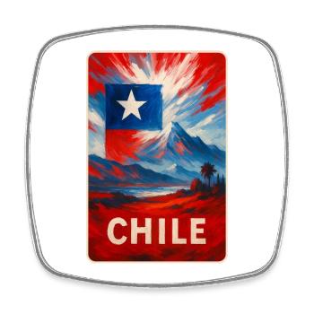 Chile Travel Art - Viereckiger Kühlschrankmagnet - Weiß - Vorne