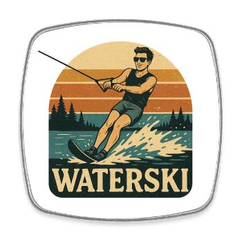 Illustration d’aventure de ski nautique - Magnet carré - blanc - Devant