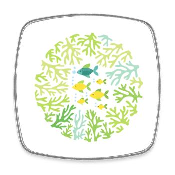 Underwater world with fish and corals - Square fridge magnet - white - Front