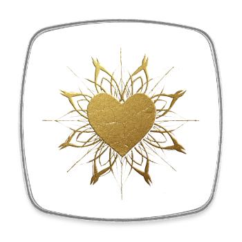 Goldenes Herz Ornament - Viereckiger Kühlschrankmagnet - Weiß - Vorne