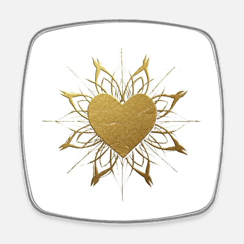 Golden Heart Ornament - Square fridge magnet - white