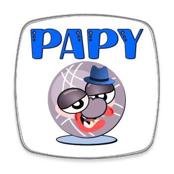 Grand-Père Papy Boules Pétanque - Magnet carré - blanc - Devant