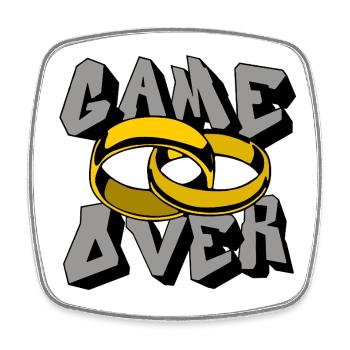 GameOver Ringe Liebesfinale - Viereckiger Kühlschrankmagnet - Weiß - Vorne