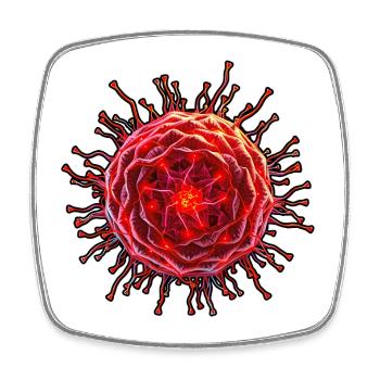 Red neon flower circle - Square fridge magnet - white - Front
