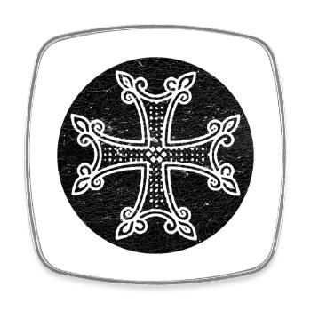 Armenian Cross in a Black Circle - Square fridge magnet - white - Front
