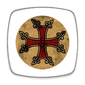 Armenian Cross in Golden Circle - Square fridge magnet - white - Front