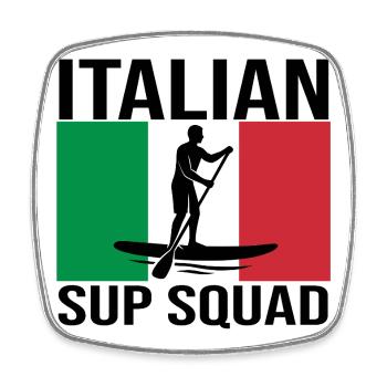 Italian SUP Crew Paddle Shirt - Square fridge magnet - white - Front
