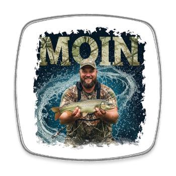 Moin Anglerglück - Square fridge magnet - white - Front