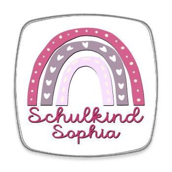Schulanfang Schulkind Sophia - Viereckiger Kühlschrankmagnet - Weiß - Vorne