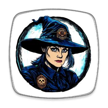 Witches Police / Policewoman Witch - Square fridge magnet - white - Front