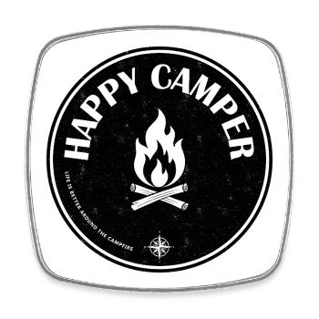 Happy Camper Camping Feu de camp - Magnet carré - blanc - Devant