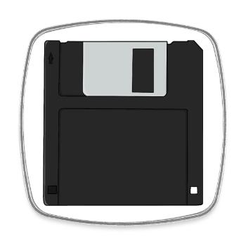 Nostalgic 3½ inch Diskette Retro Floppy Disk - Square fridge magnet - white - Front