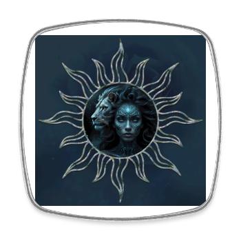 Mystical connection: the mystical woman and the lion. - Square fridge magnet - white - Front