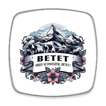 Pray free Swiss pray - Square fridge magnet - white - Front