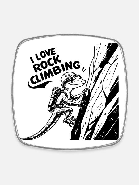 Climbing, rock climbing - Square fridge magnet - white