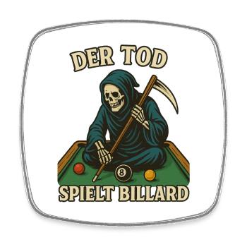 Der Tod spielt Billard - Viereckiger Kühlschrankmagnet - Weiß - Vorne