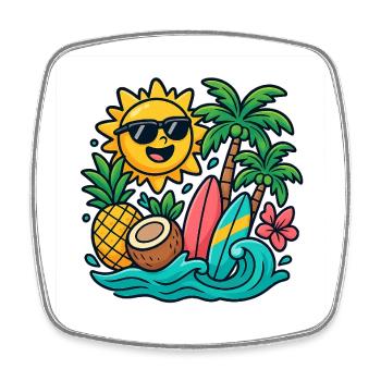 Sonnenstrand Paradies Surf Design - Viereckiger Kühlschrankmagnet - Weiß - Vorne