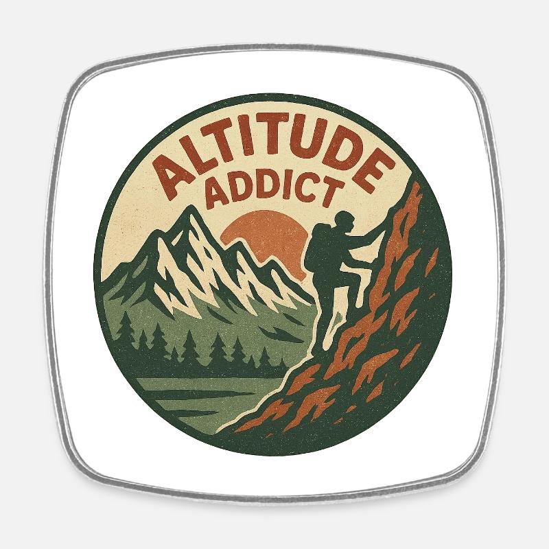 Altitude Addict - Square fridge magnet - white