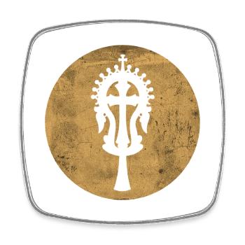 Goldenes Lalibela-Kreuz, heiliges Erbe Äthiopiens - Viereckiger Kühlschrankmagnet - Weiß - Vorne