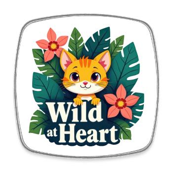 Wilder Katzenfreund mit Blumenmotiven - Viereckiger Kühlschrankmagnet - Weiß - Vorne