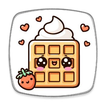 Kawaii Waffel Dessert Illustration - Viereckiger Kühlschrankmagnet - Weiß - Vorne