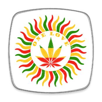 Emblème vibrant de l’amour du cannabis - Magnet carré - blanc - Devant