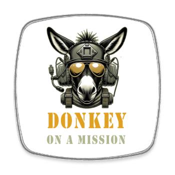 Esel in Mission - Militär - Viereckiger Kühlschrankmagnet - Weiß - Vorne