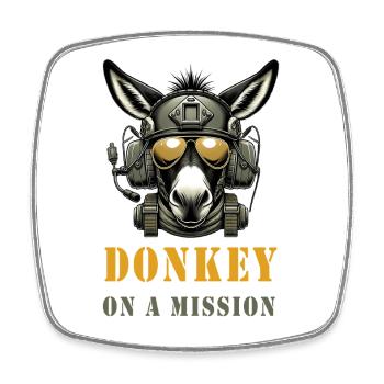 Donkey on Mission - Military - Square fridge magnet - white - Front