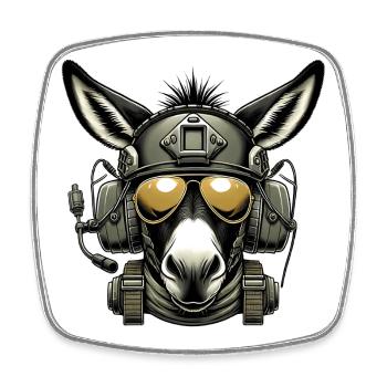 Donkey Military Design - Square fridge magnet - white - Front