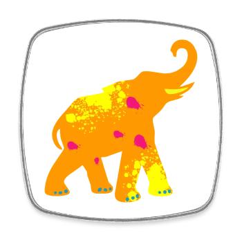 Elefant Yoga Kleckse Sprenkel Yoga Indien Holi om - Viereckiger Kühlschrankmagnet - Weiß - Vorne