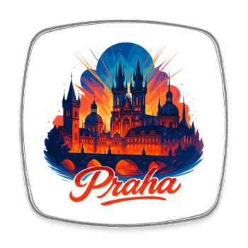 Prague Prague City Czech Republic Silhouette Gift - Square fridge magnet - white - Front