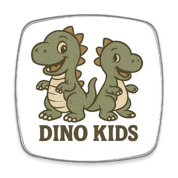 Cute Dino Kids Design - Square fridge magnet - white - Front