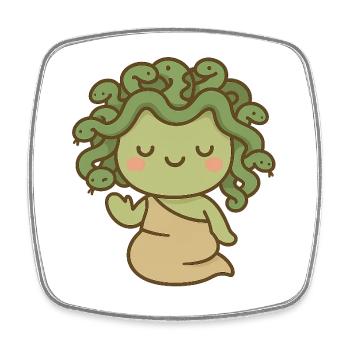 Méduse kawaii mythologique - Magnet carré - blanc - Devant