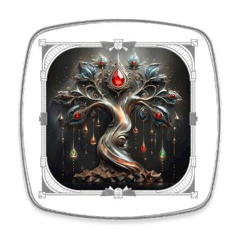 Art Deco design of the Tree of Life. - Square fridge magnet - white - Front