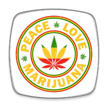 Peace Love Marijuana Rastafarian Emblem - Square fridge magnet - white - Front