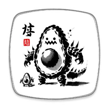 Elegant Asian Calligraphy Floral Design - Square fridge magnet - white - Front
