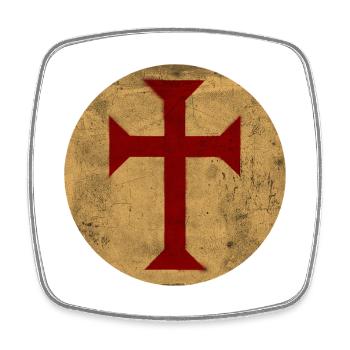 Templar Cross in Golden Circle - Square fridge magnet - white - Front