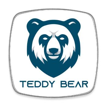 Teddy Bear Bear Logo – Minimalist Bear Head - Square fridge magnet - white - Front