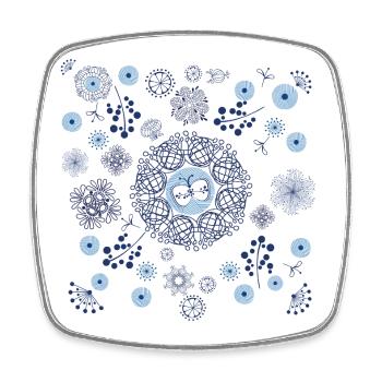 Abstract Winter Floral Pattern in Blue - Square fridge magnet - white - Front