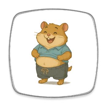 Chilliger Hamster im Freizeitlook - Viereckiger Kühlschrankmagnet - Weiß - Vorne