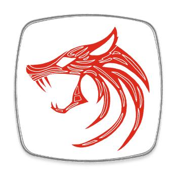 Loup démoniaque rouge - Magnet carré - blanc - Devant