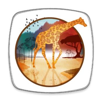 Giraffe in weiter afrikanischer Savannenlandschaft - Viereckiger Kühlschrankmagnet - Weiß - Vorne