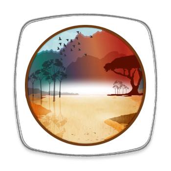 Glowing African steppe at sunrise - Square fridge magnet - white - Front