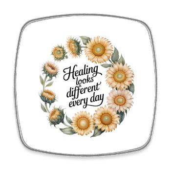 Floral Crown with Quote - Square fridge magnet - white - Front