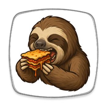 Sloth Lasagna Food Enjoyment Lazy - Square fridge magnet - white - Front