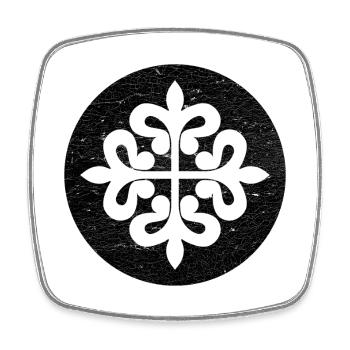 Croix d’Alcantara dans un cercle noir - Magnet carré - blanc - Devant