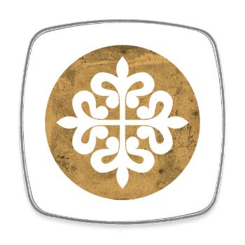 Croix d’Alcantara dans un cercle doré - Magnet carré - blanc - Devant